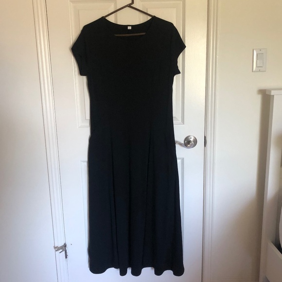 LONG BLACK JERSEY KNIT DRESS🖤 - Picture 1 of 5